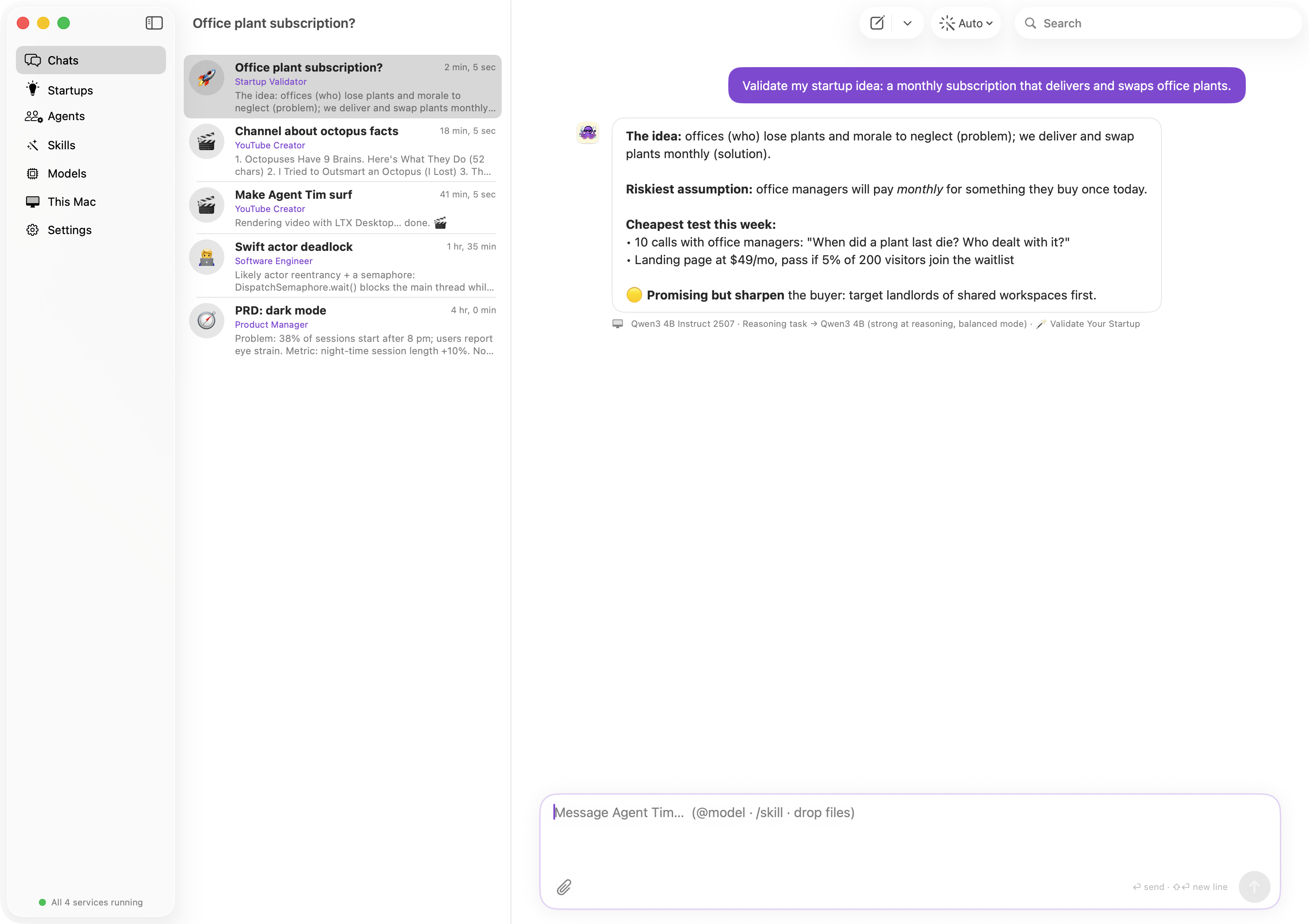 agentim chats on macOS